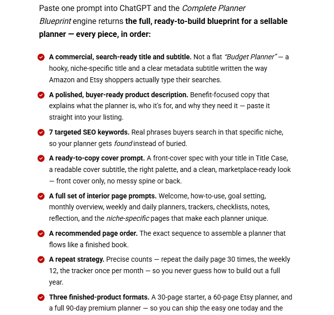322 Prompts for Complete Printable Planner Products Review OTO