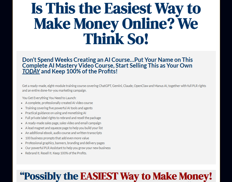 AI Mastery Video Course PLR Review OTO 2026