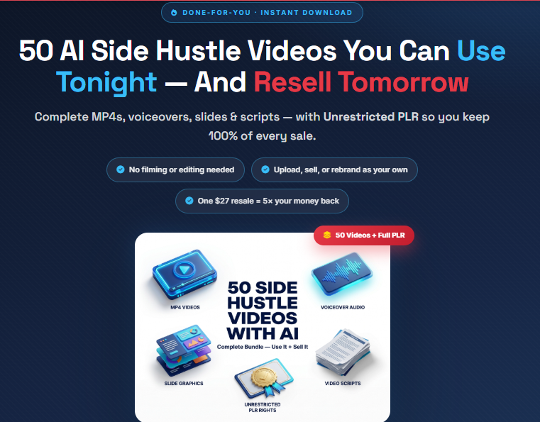 AI Side Hustle Videos PLR OTO Review 2026