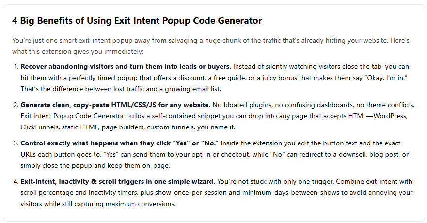Exit Intent Popup Code Generator Review 2026