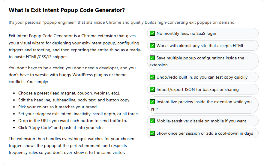 Exit Intent Popup Code Generator Review 2026